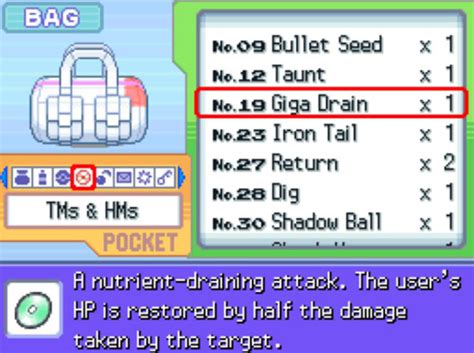 Giga Drain Location (TM19) and Pokemon That Learn It .